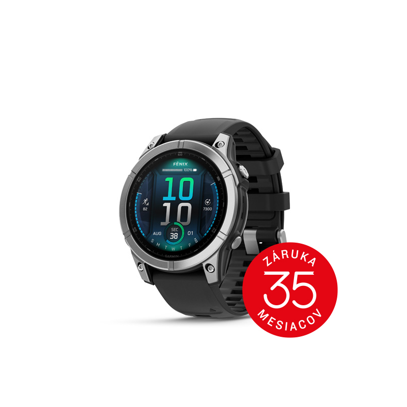 Garmin fenix E - 47mm, AMOLED, Stainless Steel/Graphite, Black band