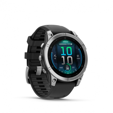 Garmin fenix E - 47mm, AMOLED, Stainless Steel/Graphite, Black band