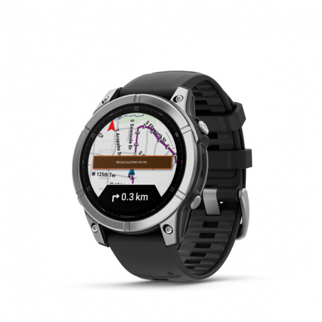 Garmin fenix E - 47mm, AMOLED, Stainless Steel/Graphite, Black band