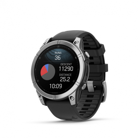 Garmin fenix E - 47mm, AMOLED, Stainless Steel/Graphite, Black band