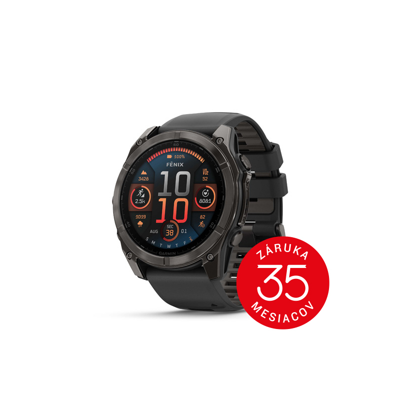 Garmin fenix 8 - 51mm, AMOLED, Sapphire, Carbon Gray DLC Titanium, Black/Pebble Gray band